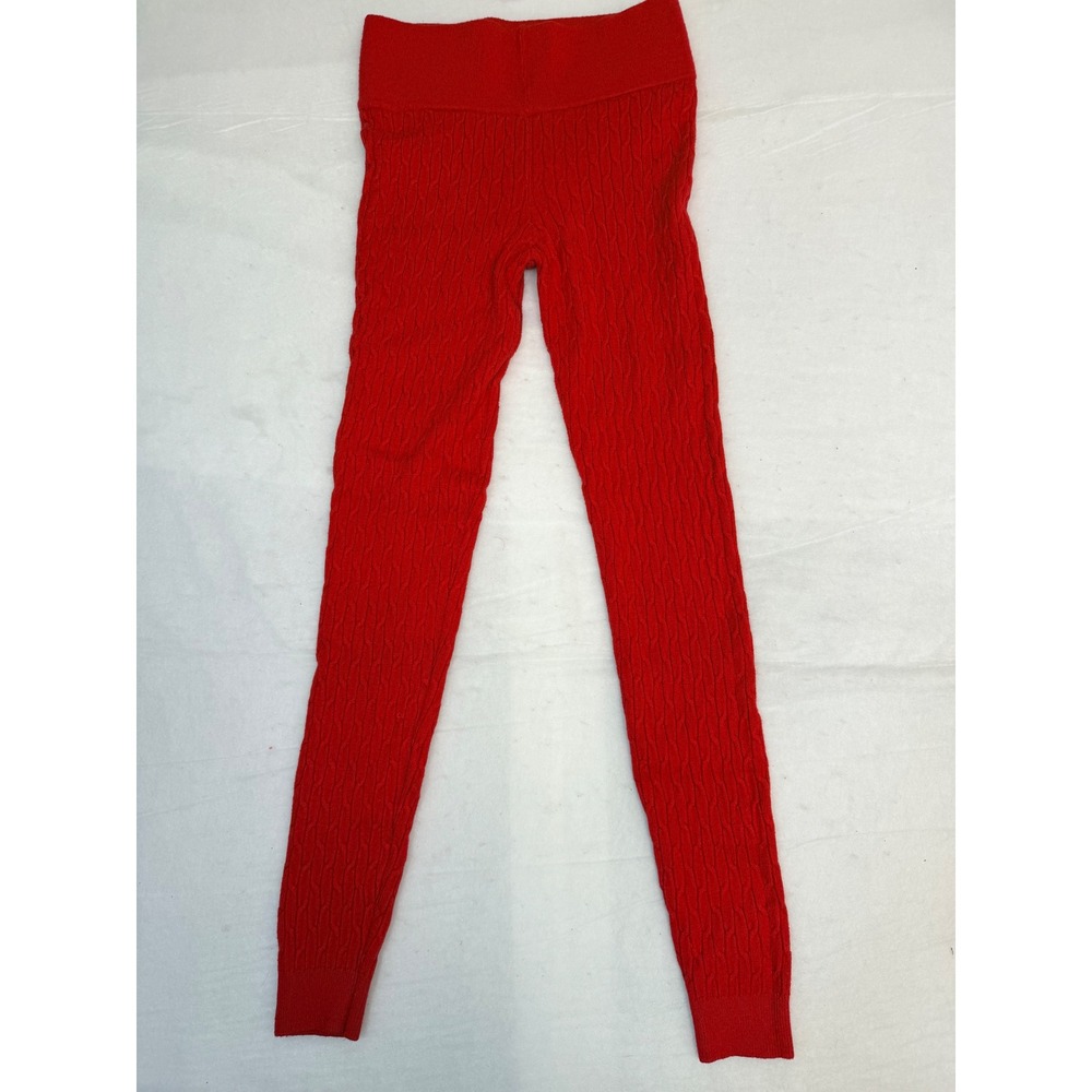 Daisy Red Cable Knit Leggings Womens 1X High Waist Viscose Blend